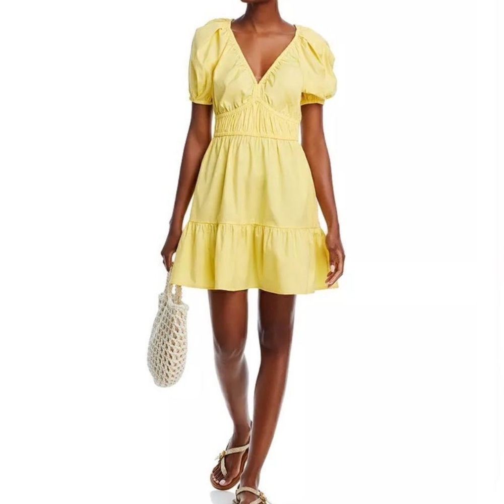: Vineyard Vines Puff Sleeve Mini Dress in Sunny Yellow Size M